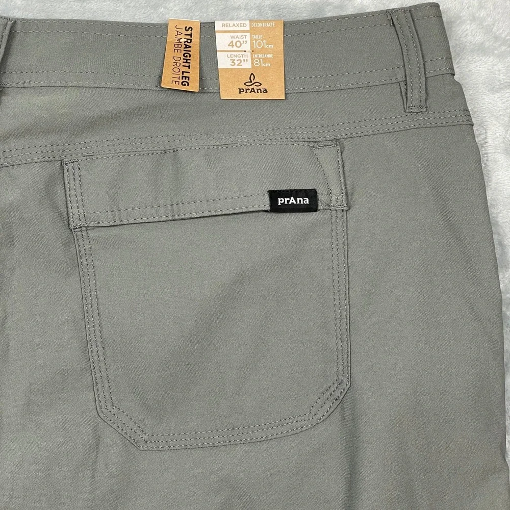 Prana Zion Pants Mens 40x32 Gray Relaxed Fit Straight Leg Hiking Cargo‎ New